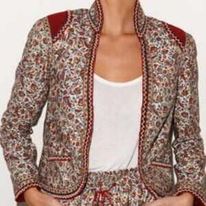 Talitha Printed cotton/silk-blend quilted jacket floral ethnic bohemian sz 4